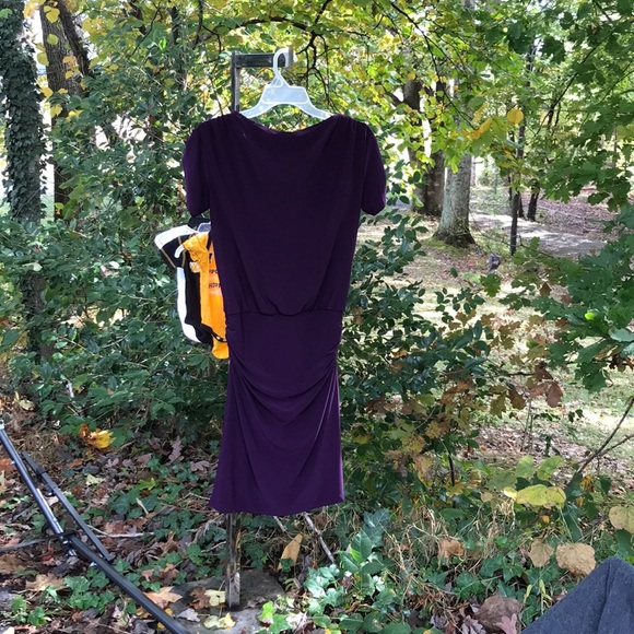 Lauren Ralph Lauren Fitted Fully Lined Ruched Gather Drop Waist Purple Dress 2 - Picture 2 of 16